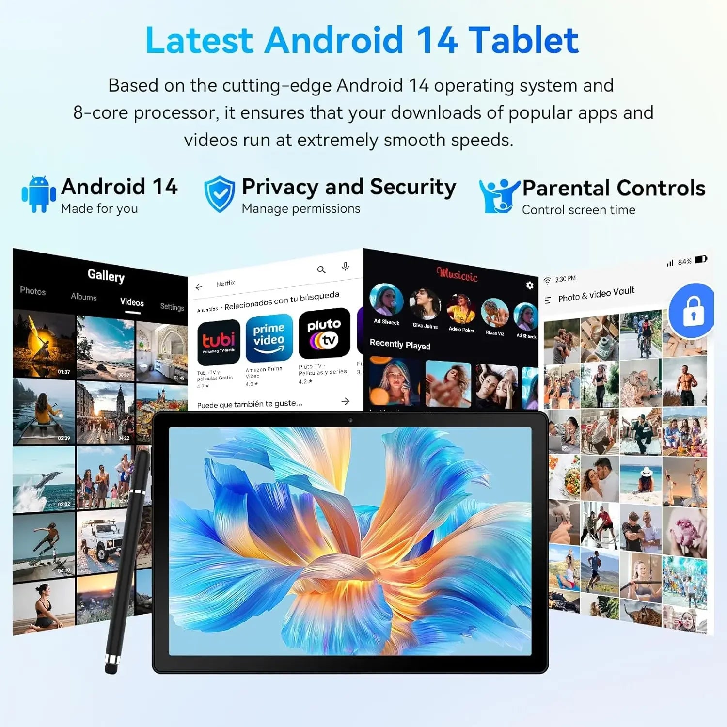 10 inch  Android 14 tablet  12GB RAM 64GB ROM WiFi Dual Camera