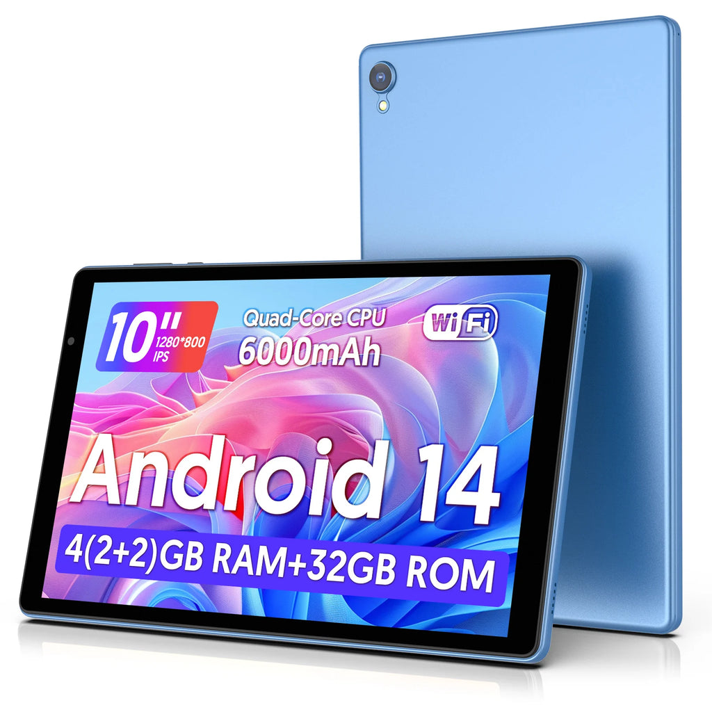 Android 14  10-inch Tablet, Quad-core Processor