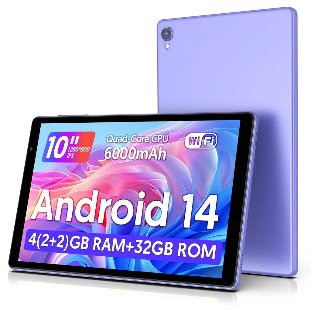 Android 14  10-inch Tablet, Quad-core Processor