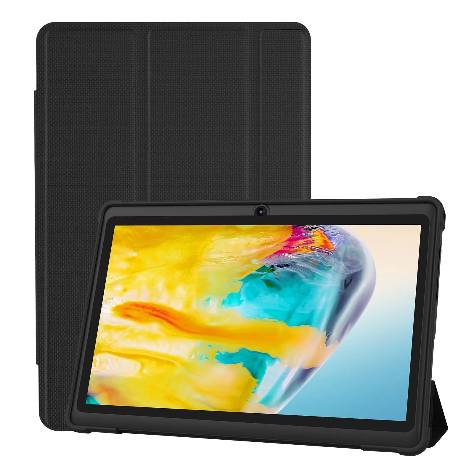 Pritom 7 Inch Quad Core Dual Camera Tablet with Leather Case