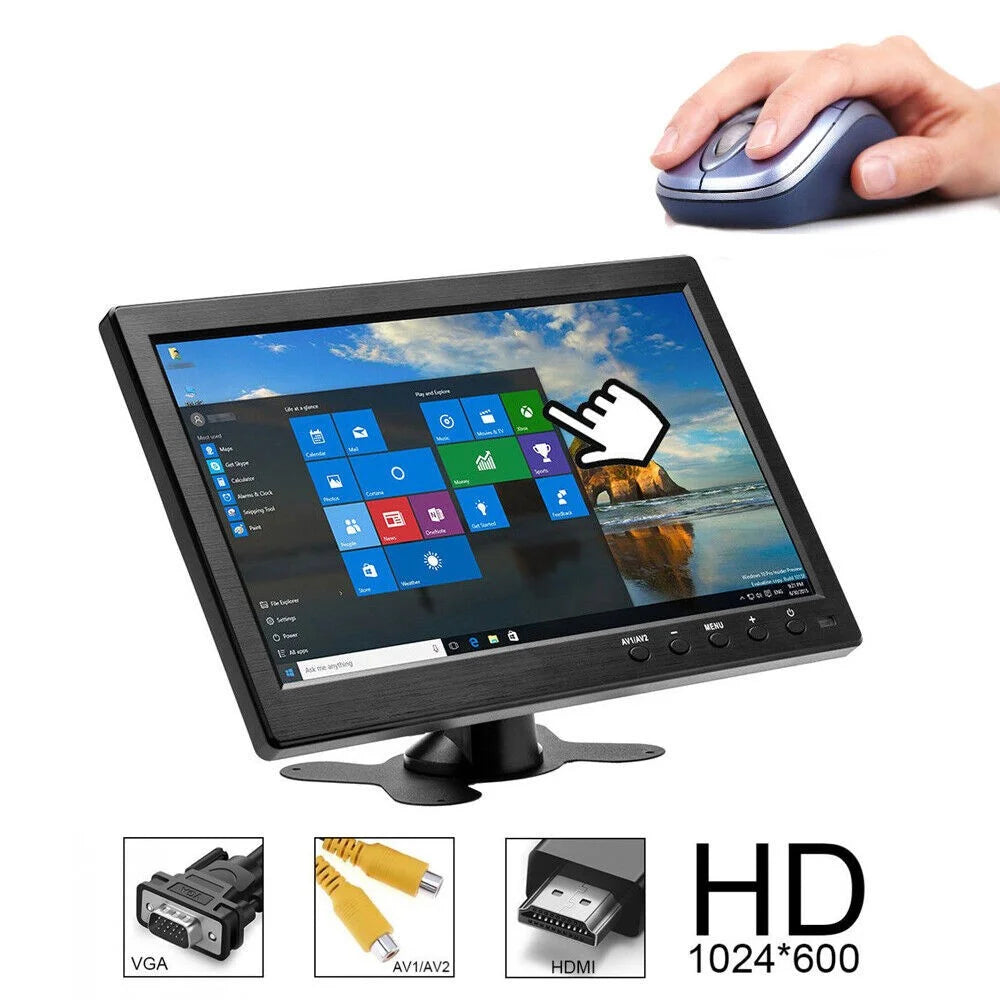 LCD HD Monitor Portable 10.1" Mini TV & Computer Display 2 Channel Video Input Security Monitor With Speaker HDMI VGA