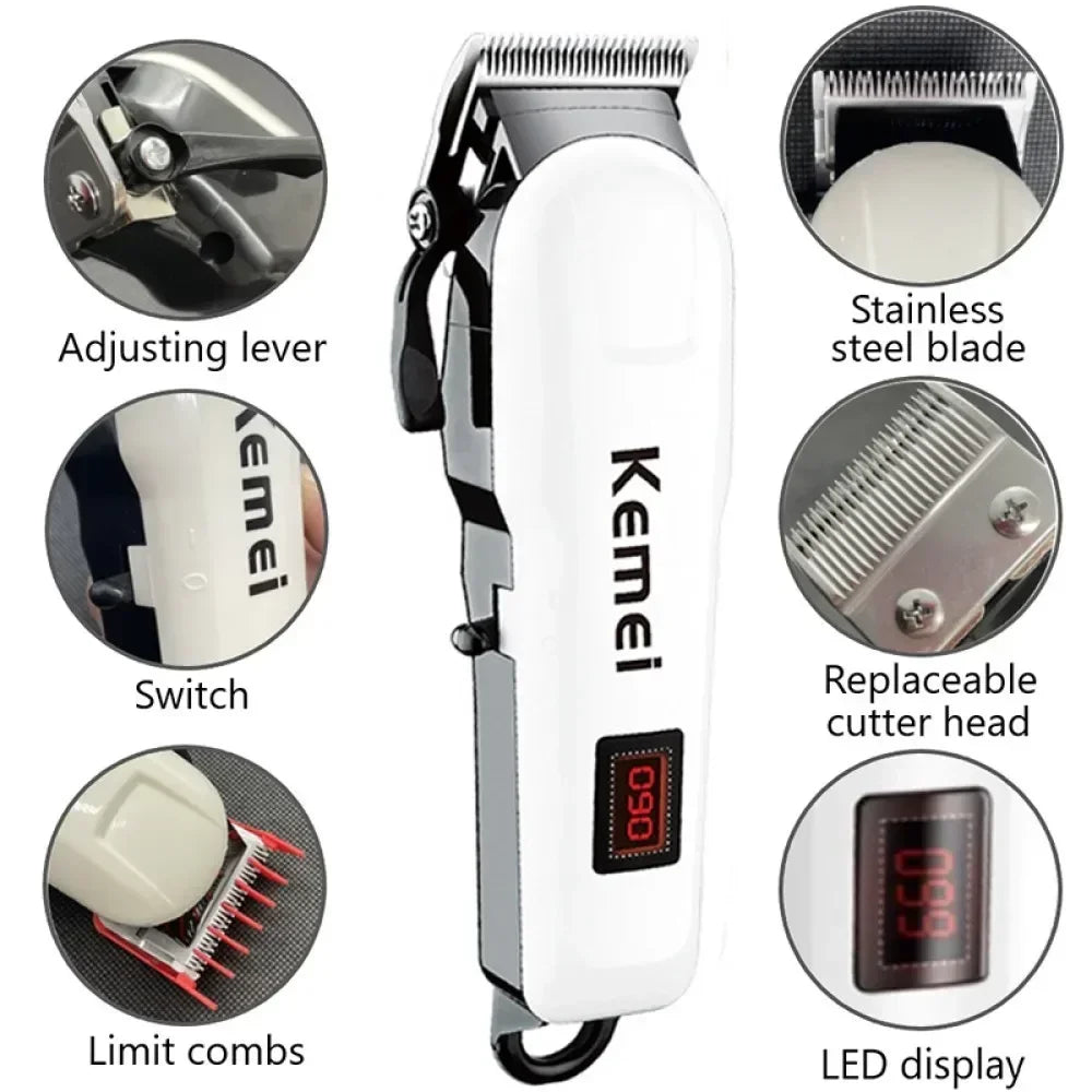 Kemei  Rechargeable Professional Men Hair Clipper Trimmer