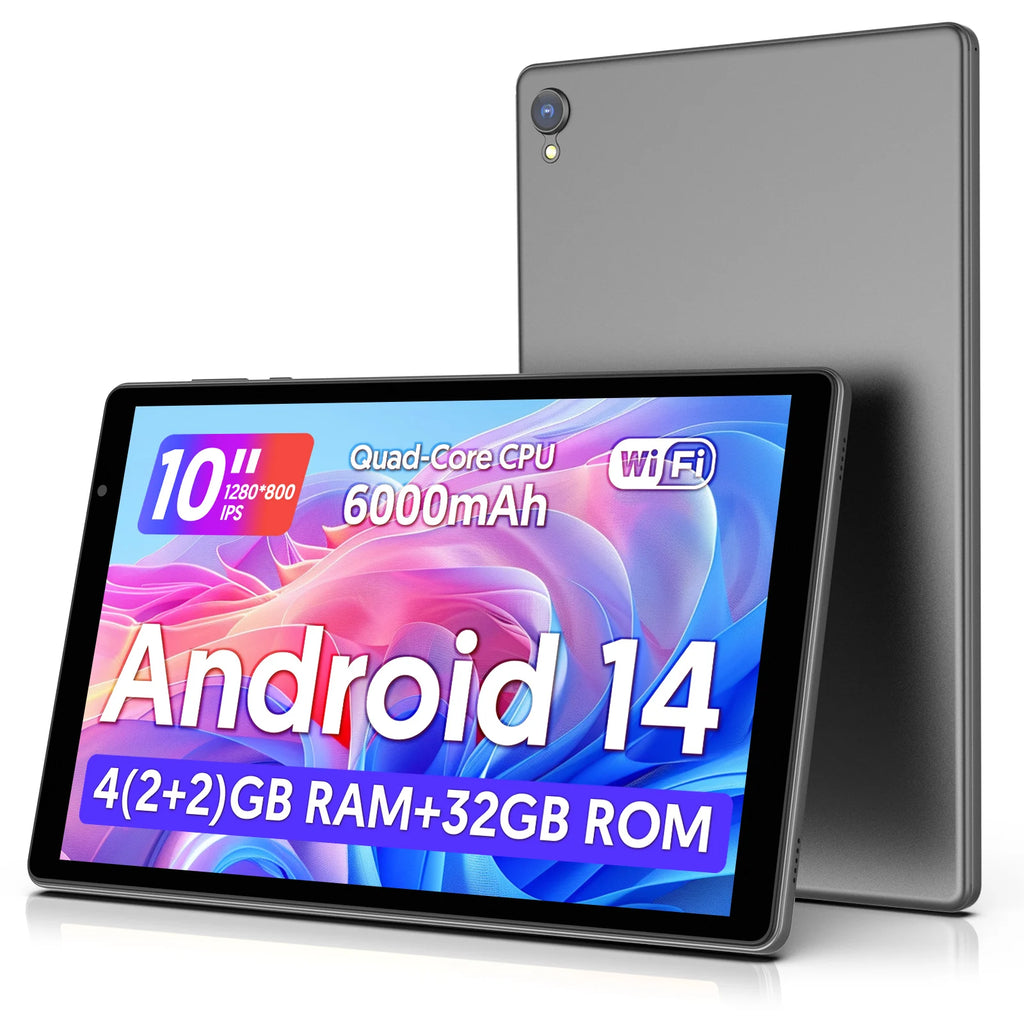 Android 14  10-inch Tablet, Quad-core Processor