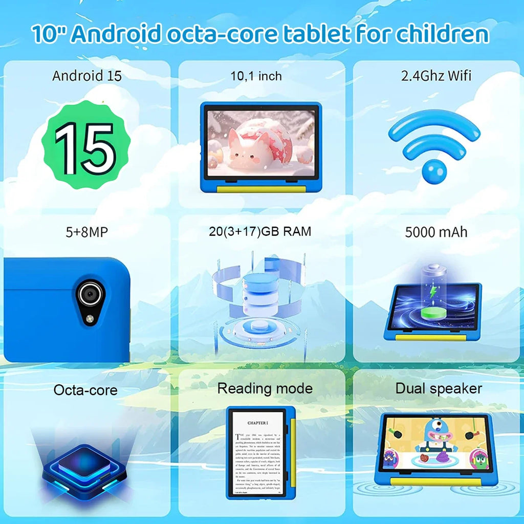 10" Children's Cartoon Learning Tablet Education Games